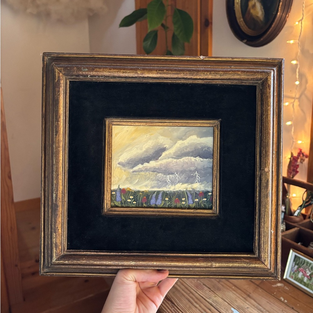 Original Thunderstorm Painting with Vintage Frame - Picture 2 of 11